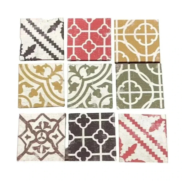 Worldwide Studio 5 Other - Worldwide Studio 5 Geo Tile Canvas Wall Decor Set of 9